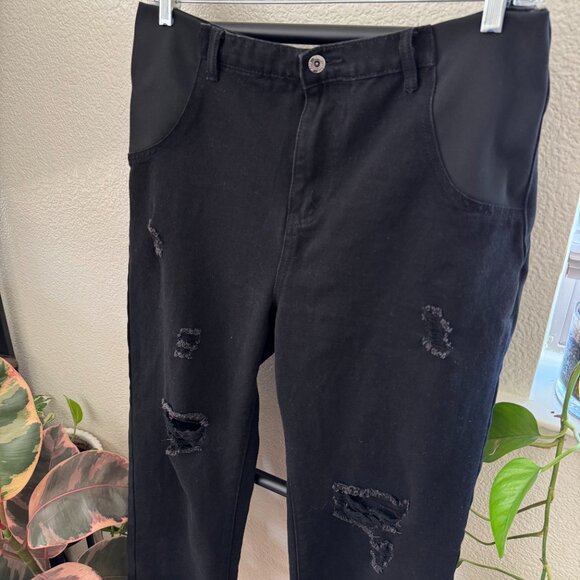 Black Distressed Maternity Jeans Size Large - Picture 5 of 9